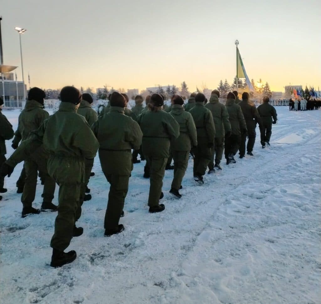 Marschavdelningen på vintern.