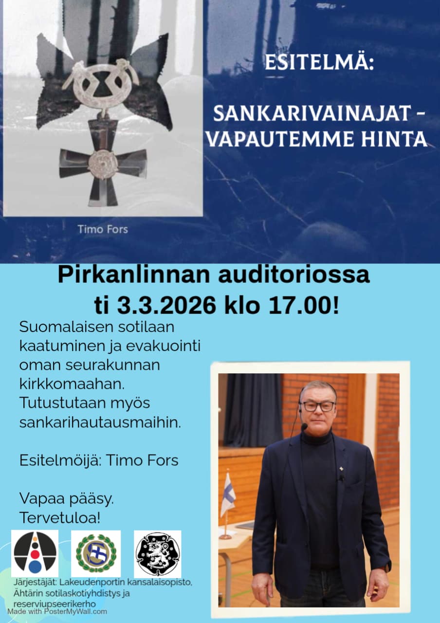 Sankarivainajat – vapautemme hinta 3.3.2026 Pirkanlinnassa klo 17.00