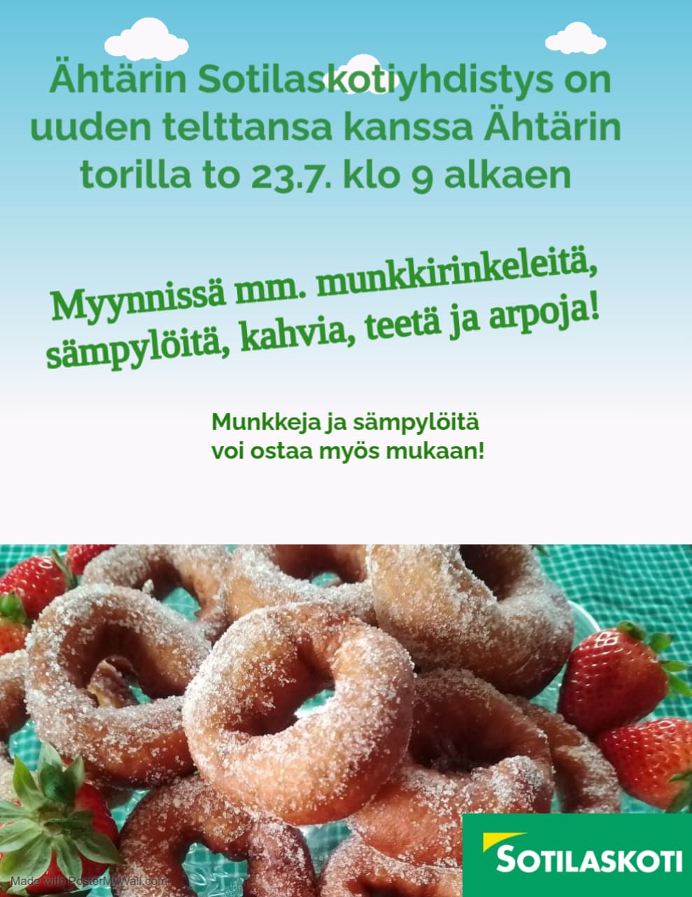 Sotilaskoti Ähtärin torilla to 23.7. klo 9-